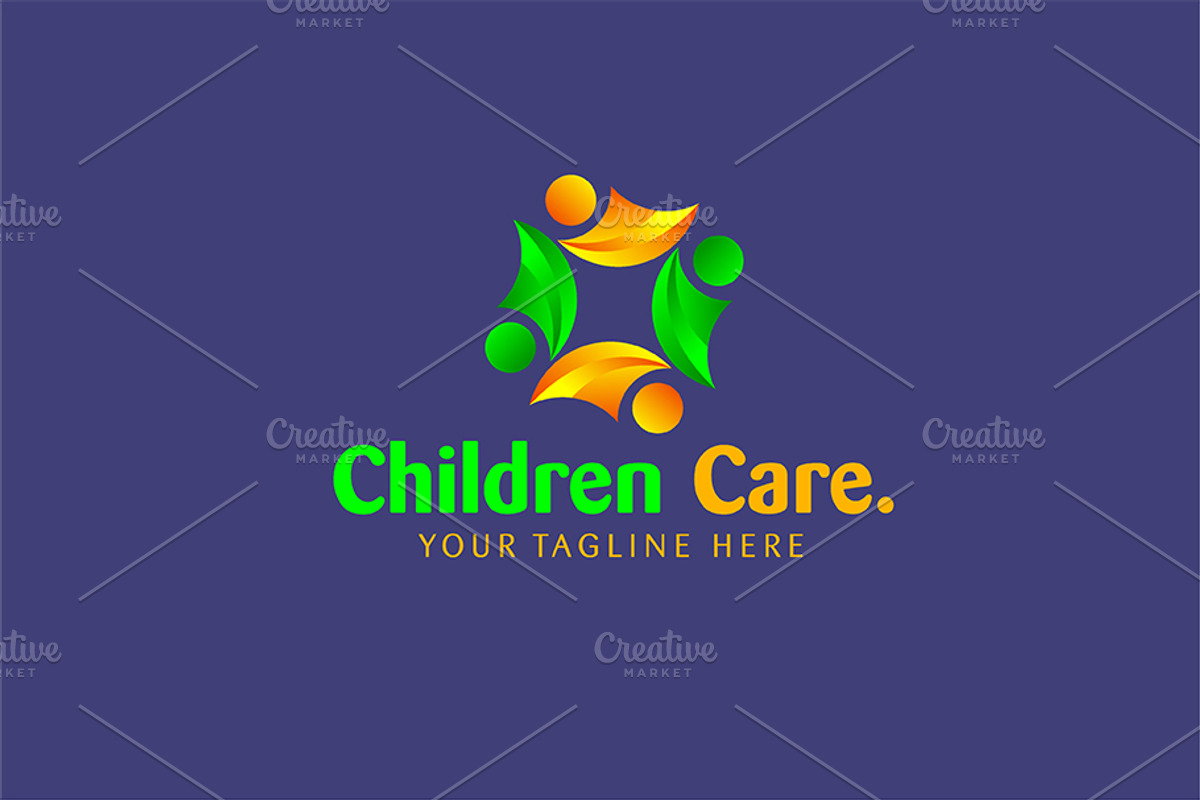 Gradient Colored Children Care Logo, a Branding & Logo Template by Triple M Graphics