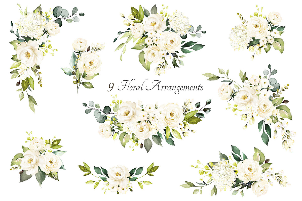 White roses. Watercolor floral set, a Decorative Illustration by Lisima (Photo 2 of 16)