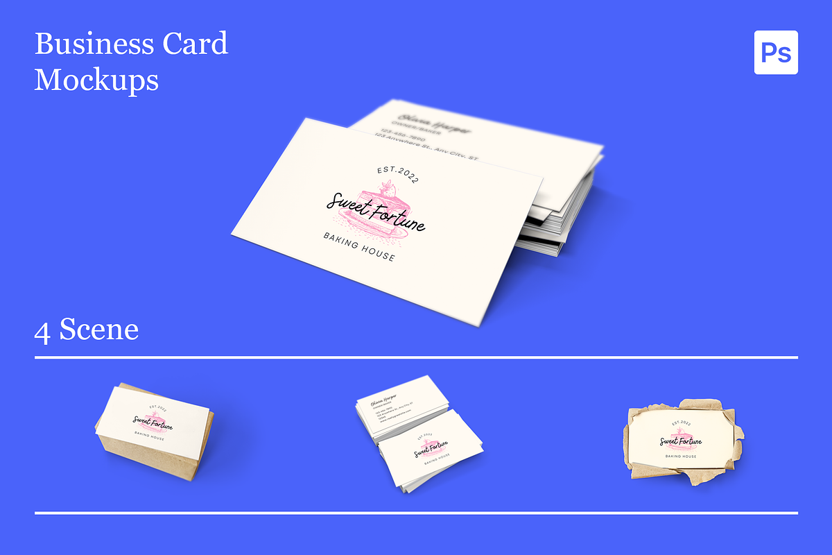 90x50 Business Card Mockups, an Advertising Mockup by Xtrahive (Photo 1 of 5)
