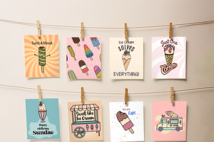 150 Procreate Ice Cream Stamp Set