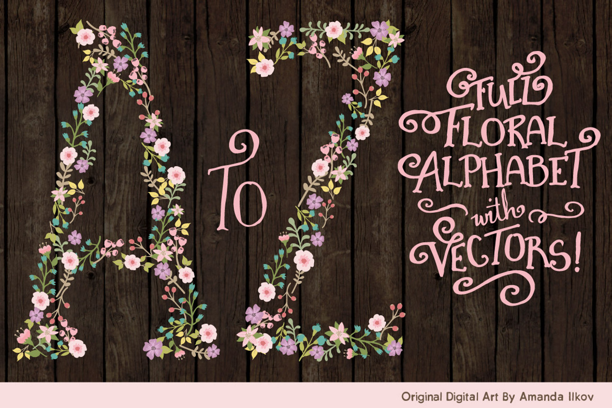 Garden Party Floral Alphabet Vectors, an Illustration by Amanda Ilkov (Photo 2 of 5)