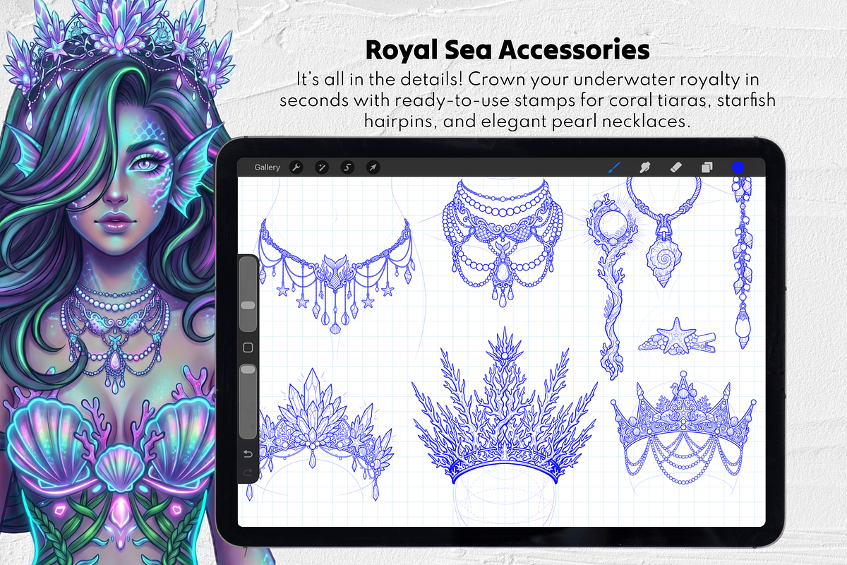 200 Mermaid Maker Procreate Stamps, a Brush Add-On by Selentaori Studio (Photo 11 of 13)