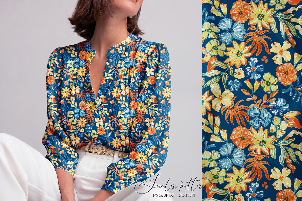 Colorful Flowers Seamless Pattern, a Pattern Graphic by SirenaArt (Photo 11 of 15)