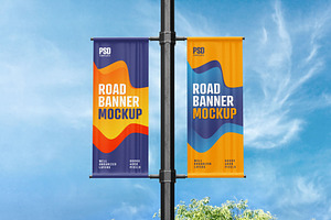 Street Pole Banner Mockup Set