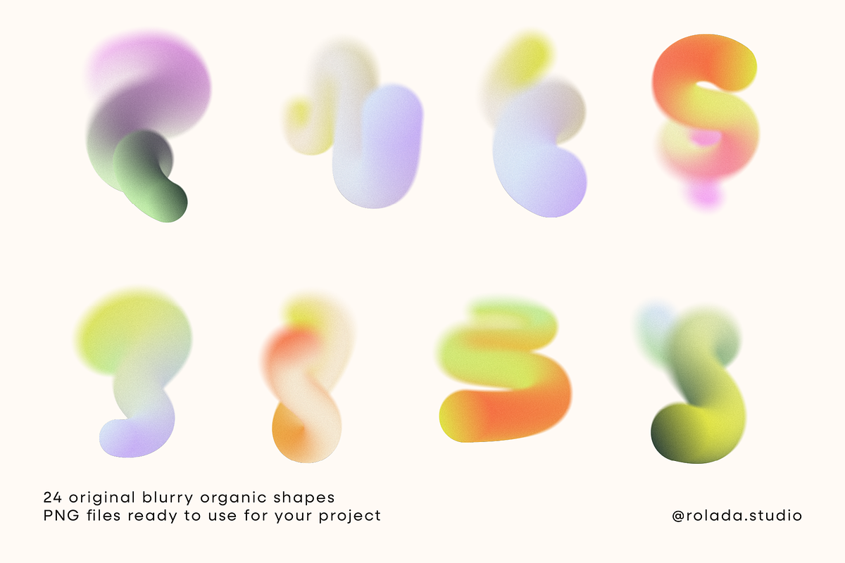 Blurry Swirls – 24 Gradient Shapes, an Object Graphic by rolada.studio (Photo 3 of 4)
