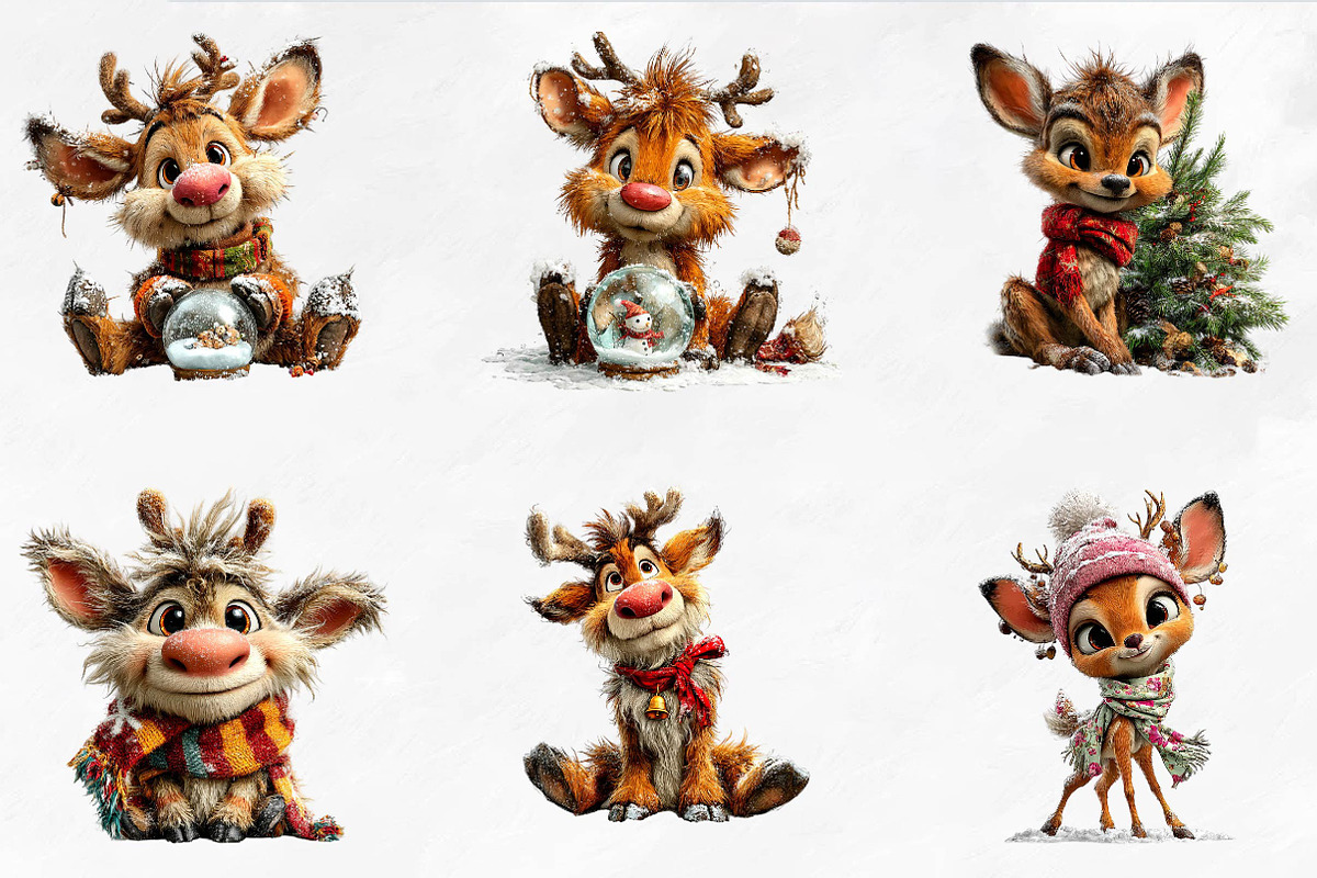 Cute Christmas Reindeer, a Seasonal Illustration by CreationArt (Photo 8 of 9)