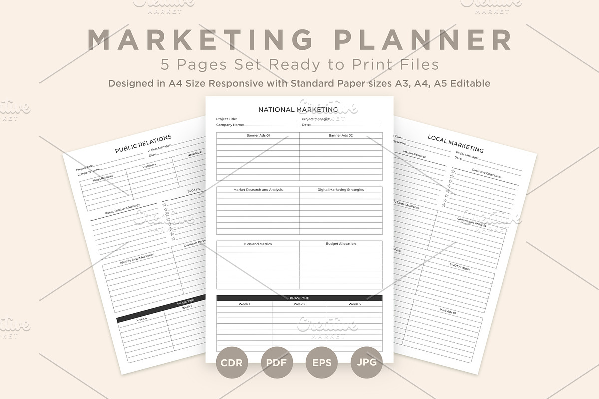 Marketing Planning Pages Set V-01, a Stationery Template by shahsoft (Photo 1 of 3)