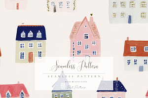 Whimsical Houses Seamless Pattern PN, a Pattern Graphic by Pati Charm Studio