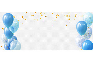Blue realistic balloon celebration, an Object Illustration by art PVP - market