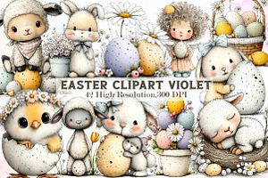 Easter Clipart Violet Easter, an Illustration by Sublimation Artist
