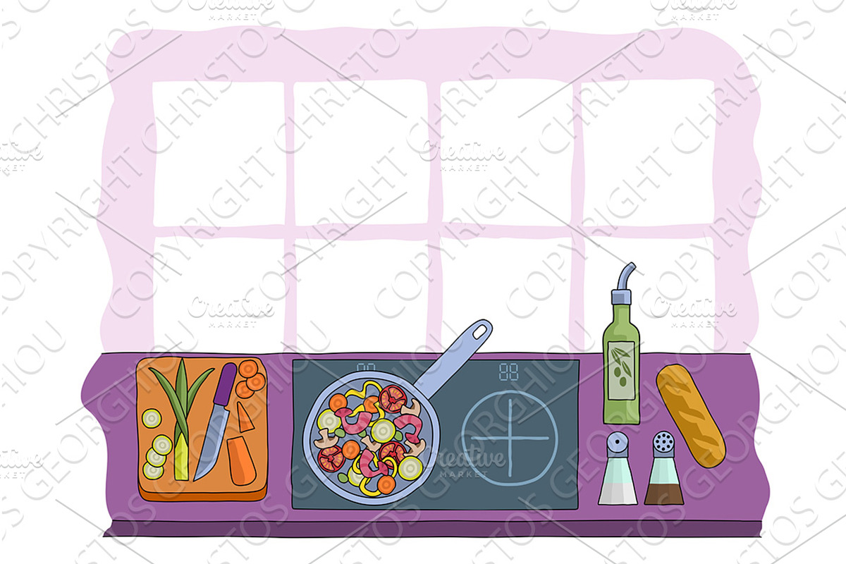 Cooking Vegetable Curry Chinese Food, a Food Illustration by Christos Georghiou