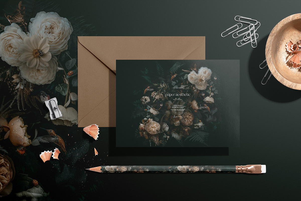Dark Floral Background, a Pattern Graphic by paper aesthetic (Photo 9 of 10)