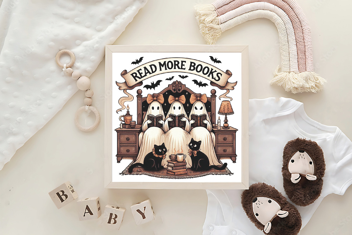 Read More Books, Ghost Bow & Book, an Illustration by CraftArtStudio (Photo 4 of 4)