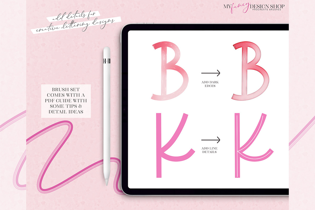 Procreate Block Lettering Brushes, a Brush Add-On by My Fancy Design Shop (Photo 6 of 10)