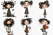 Spooky Quirky Girls Clipart Bundle, an Illustration by Canvas Craft (Thumbnail 3 of 7)