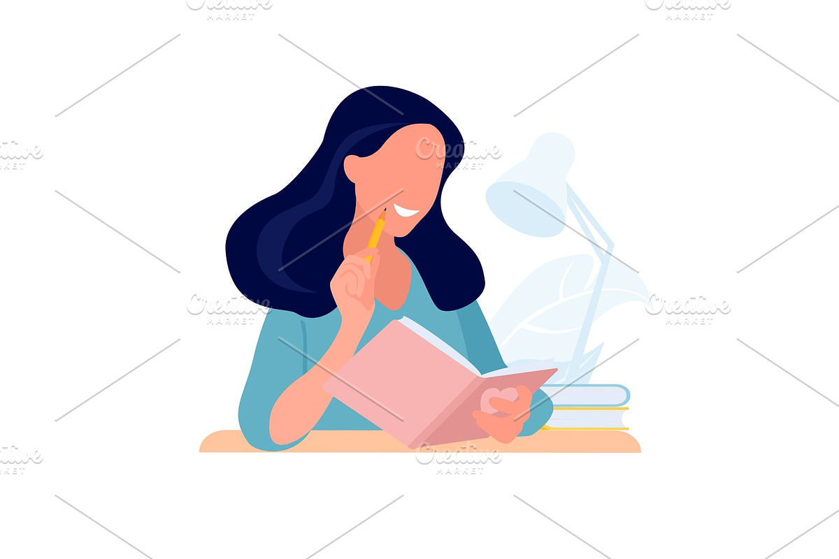 Journal writing. Girl diary. Student, an Object Graphic by Shanvood art