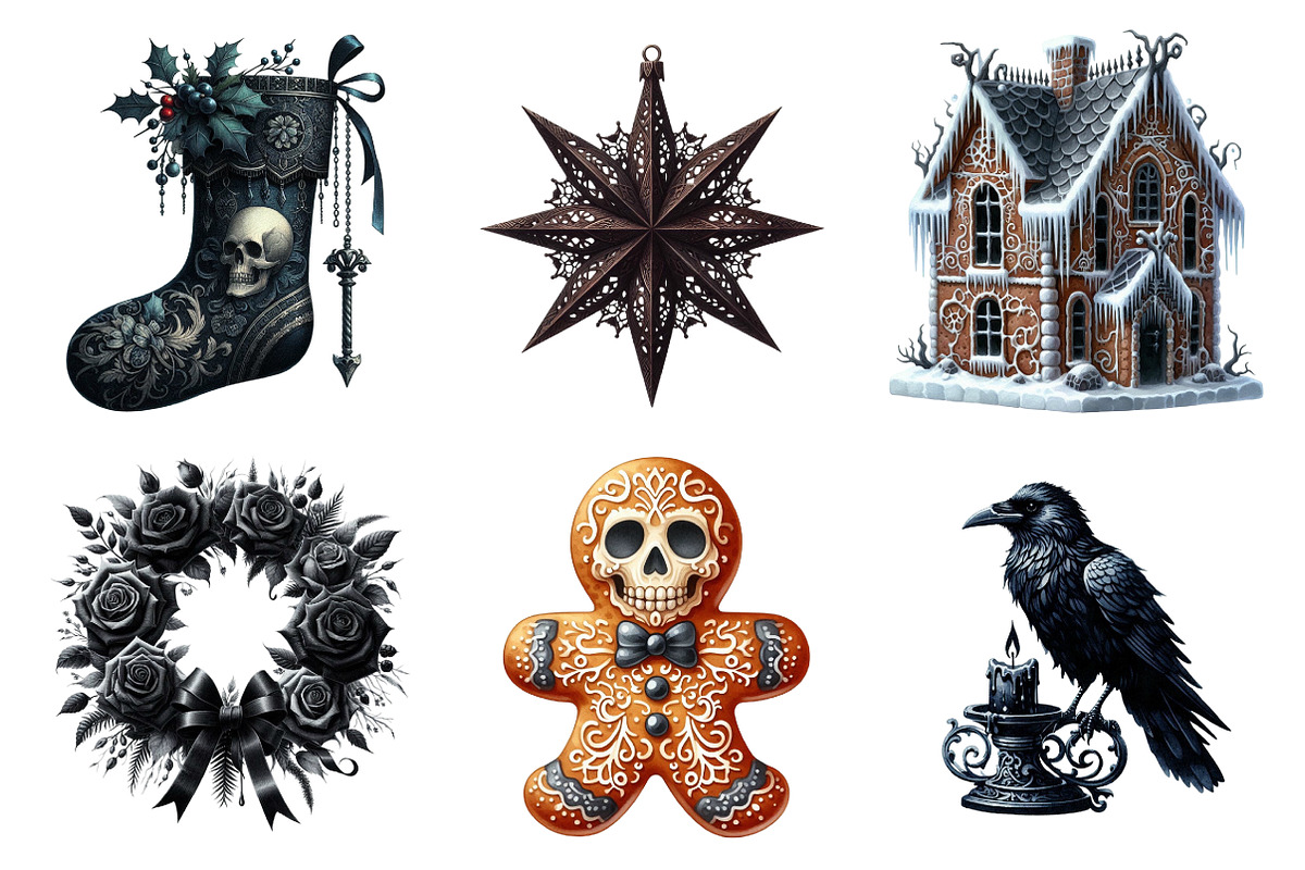 Gothic Christmas clipart bundle, an Illustration by SinaCreation (Photo 3 of 7)