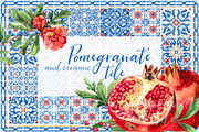 Pomegranate, ceramic tile watercolor, an Illustration by Alamella (Thumbnail 1 of 7)