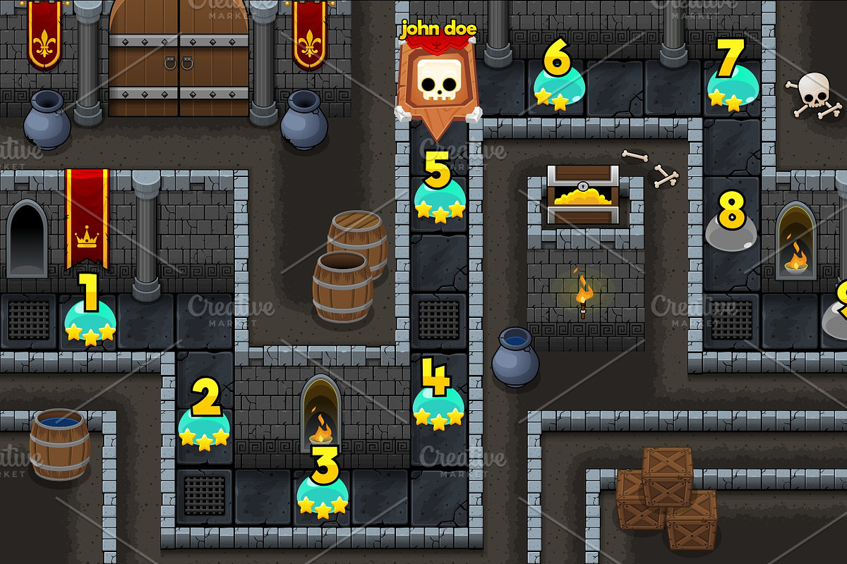 Game Level Map Pack - Horizontal, an Illustration by pzUH (Photo 5 of 8)