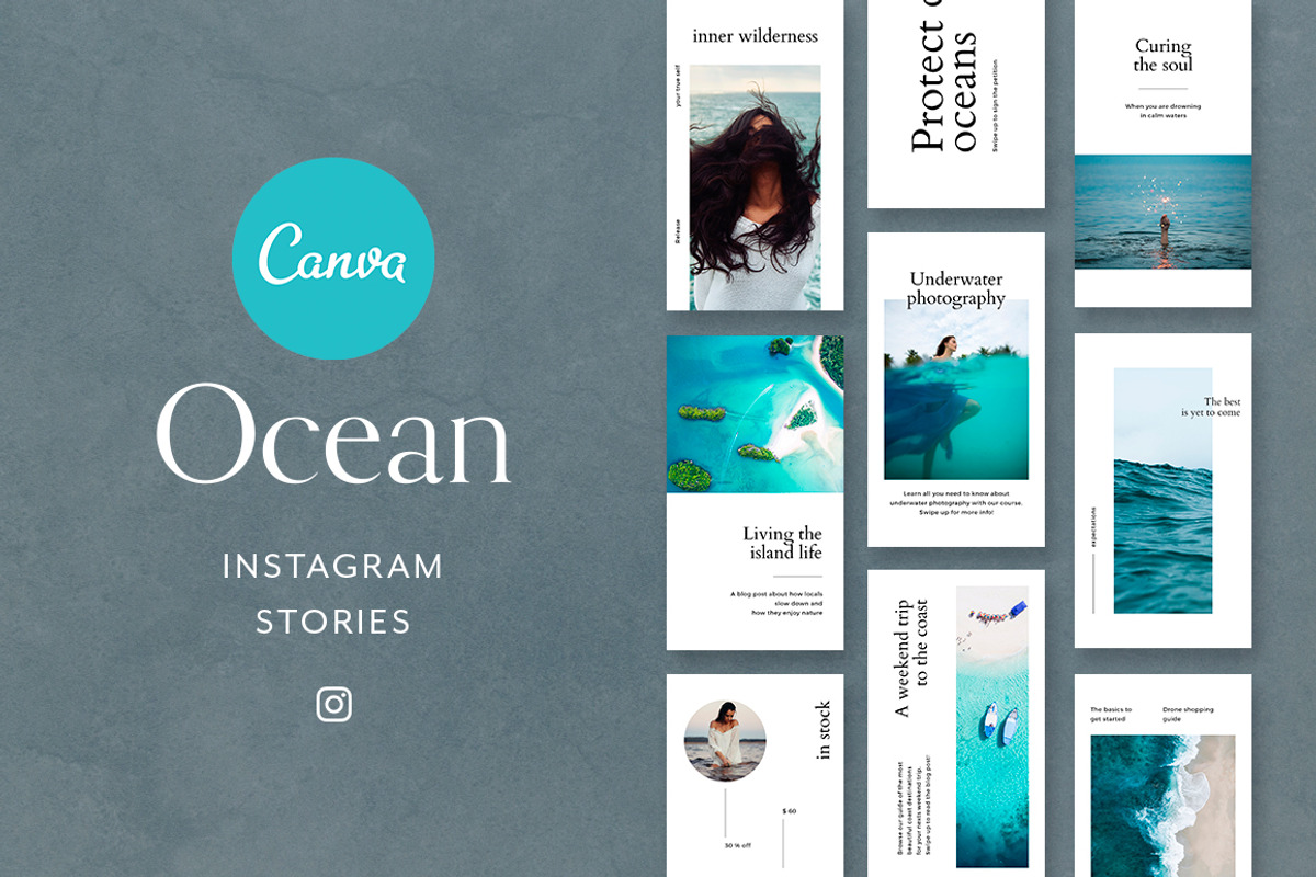 CANVA Ocean Instagram Stories, a Social Media Template by Eternel Design Studio (Photo 1 of 5)
