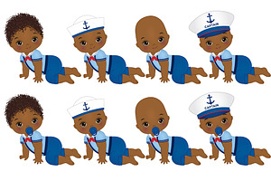 Vector Nautical Afro Boy Baby Shower