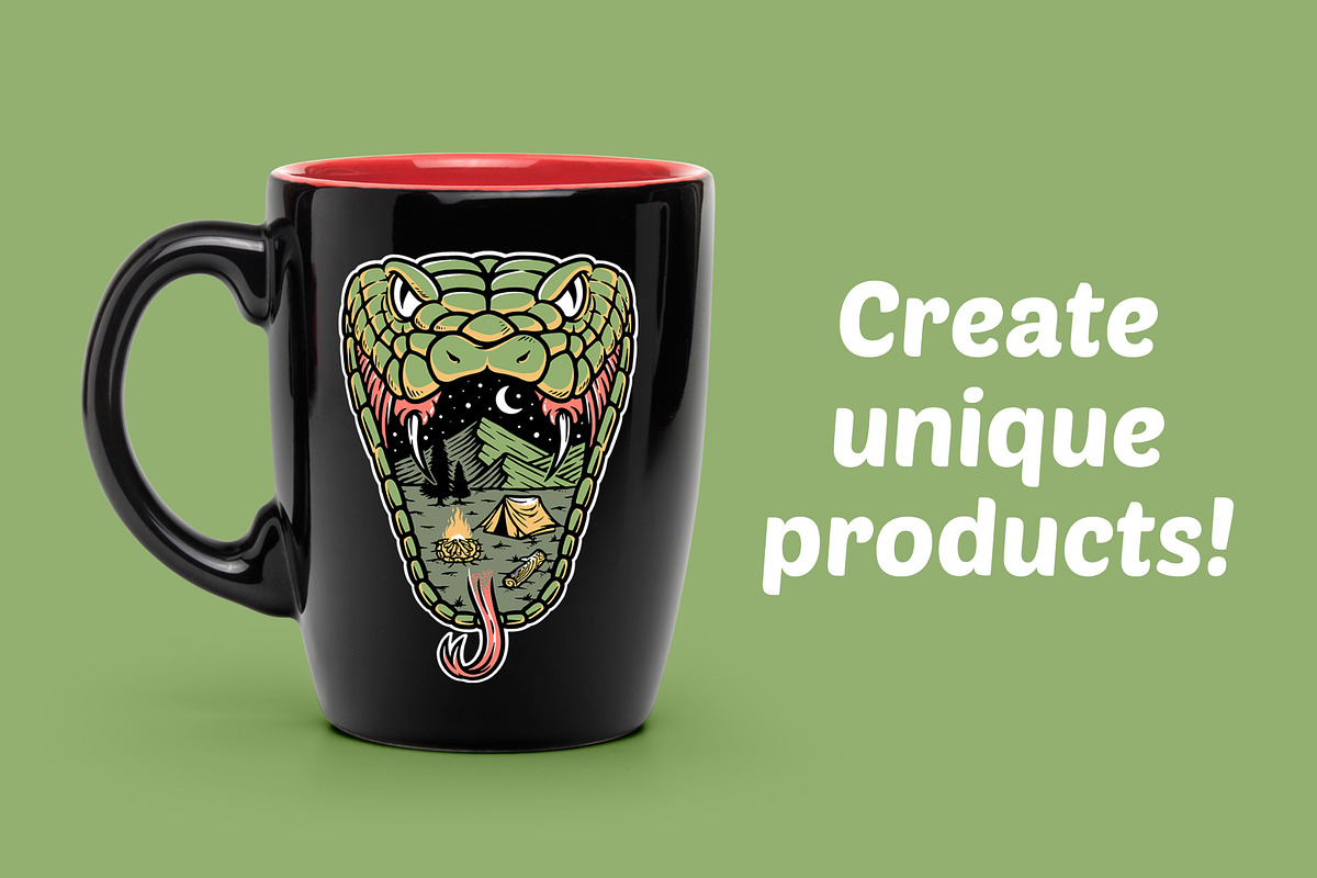 snake head with mountain view, an Animal Illustration by gunaonedesign (Photo 2 of 4)