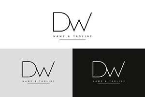 Initial letters monogram logo DW, a Branding & Logo Template by Aleesher