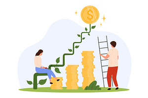 Growing Wealth Money Plant, a Finance Illustration by Flashvector