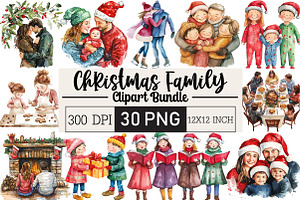 Christmas Family Clipart, an Illustration by Black Bird Studio