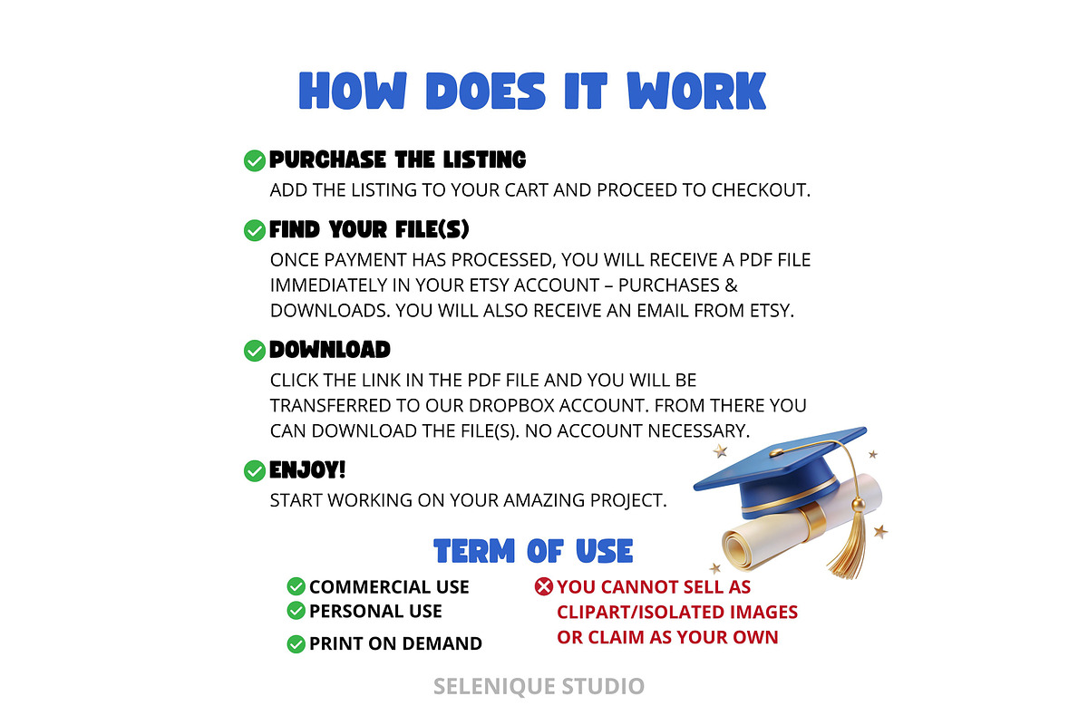 Graduation Clipart 50 PNG Bundle, an Education Illustration by Selenique Studio (Photo 7 of 7)