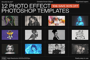 12 Photo Effect Templates, a Layer Style Add-On by iDoodle Studio