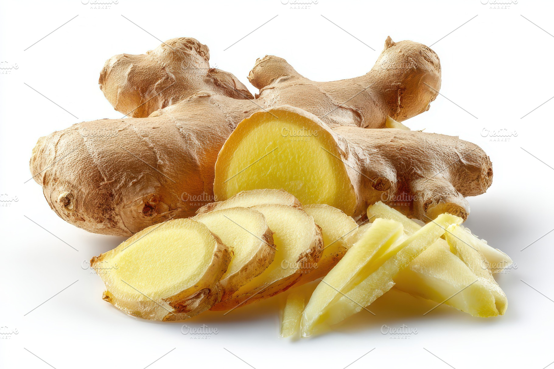 Fresh Ginger Root Slices and Pieces, a Photo by Pixeness Studio