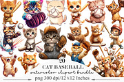 Cat Baseball Clipart, an Illustration by Designking (Thumbnail 1 of 5)