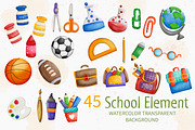 Watercolor Back to School and Animal, an Animal Illustration by Apixsala (Thumbnail 5 of 12)