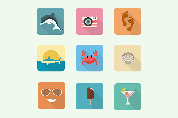 Colorful Summer Icon Set