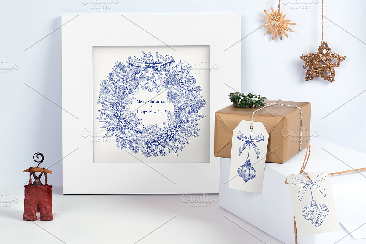 Christmas Wreaths & Decor Vector set, an Object Graphic by ON_lineart_store (Photo 4 of 10)