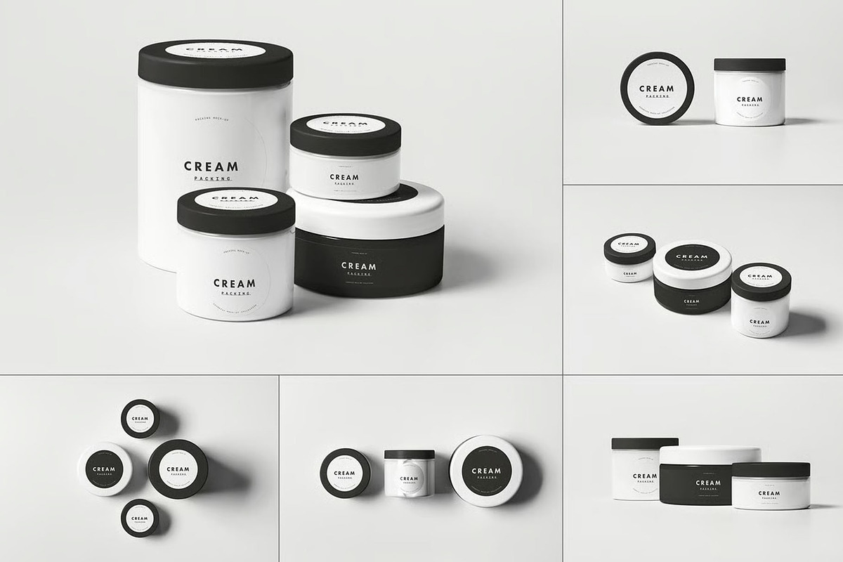 Cosmetic Jars Mock-up, a Packaging Mockup by DesignRushMarket (Photo 1 of 7)