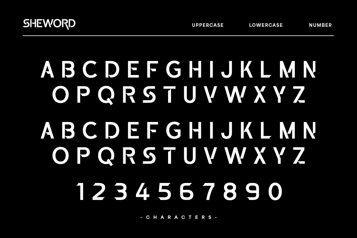 Sheword - A Modern Futuristic Font, a Font by Almeera Std (Photo 2 of 10)