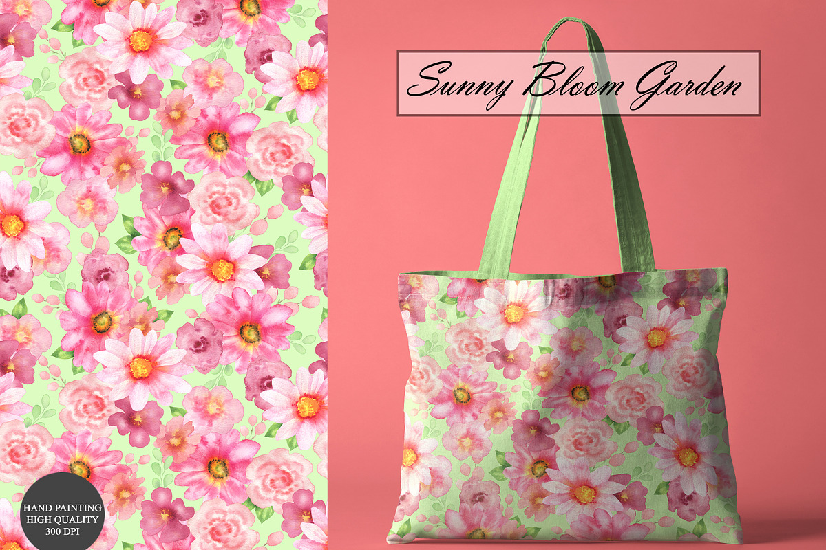 Watercolor Flowers Seamless Patterns, an Illustration by OlDm_Shop (Photo 4 of 10)