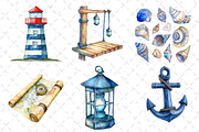 Watercolor Blue Nautical Collection, an Illustration by Dream Creation (Thumbnail 5 of 6)