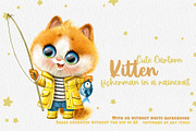 Kitten fisherman with fish, an Animal Illustration by Azuzlikus (Thumbnail 1 of 3)