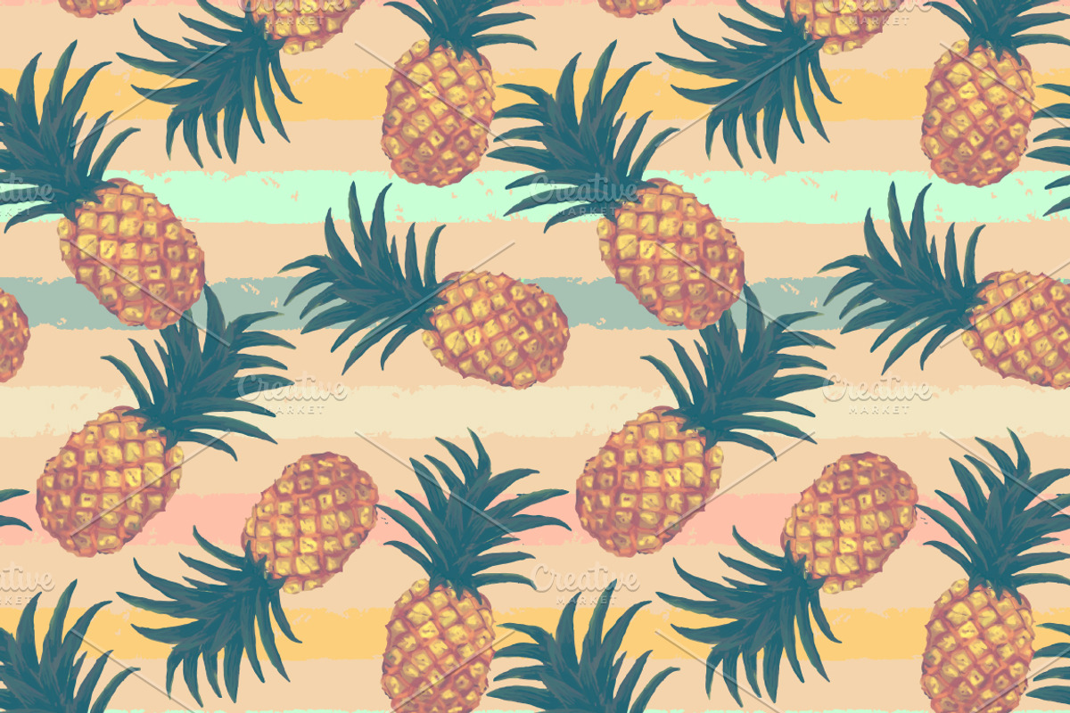Pineapples patterns set. Hand drawn, a Pattern Graphic by Julia Bilenko (Photo 2 of 5)