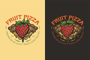 Fruit pizza vintage hand-drawn logo, a Branding & Logo Template by Billah Hub