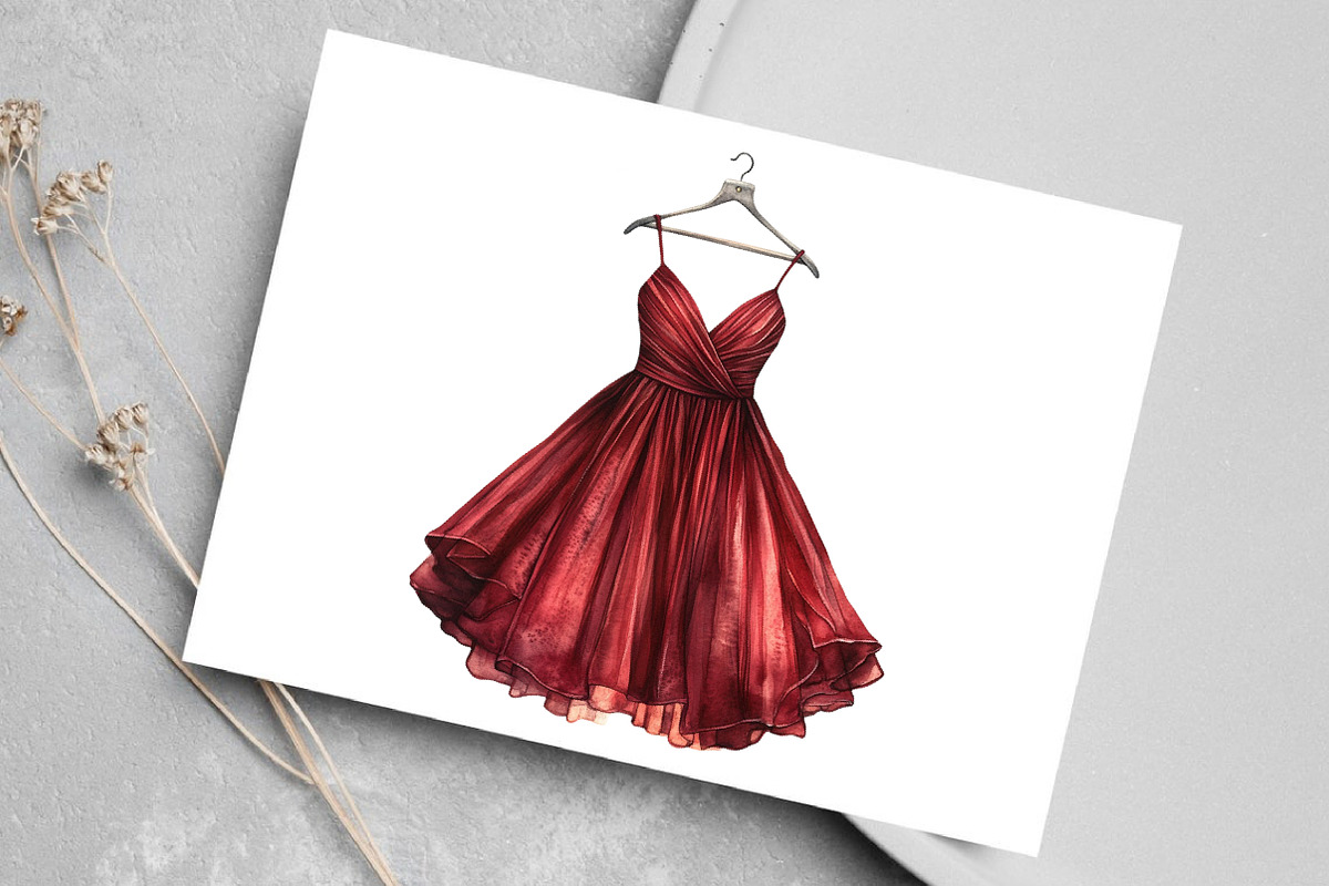 Watercolor Burgundy Beauty Clipart, an Illustration by Canvas Craft (Photo 4 of 7)