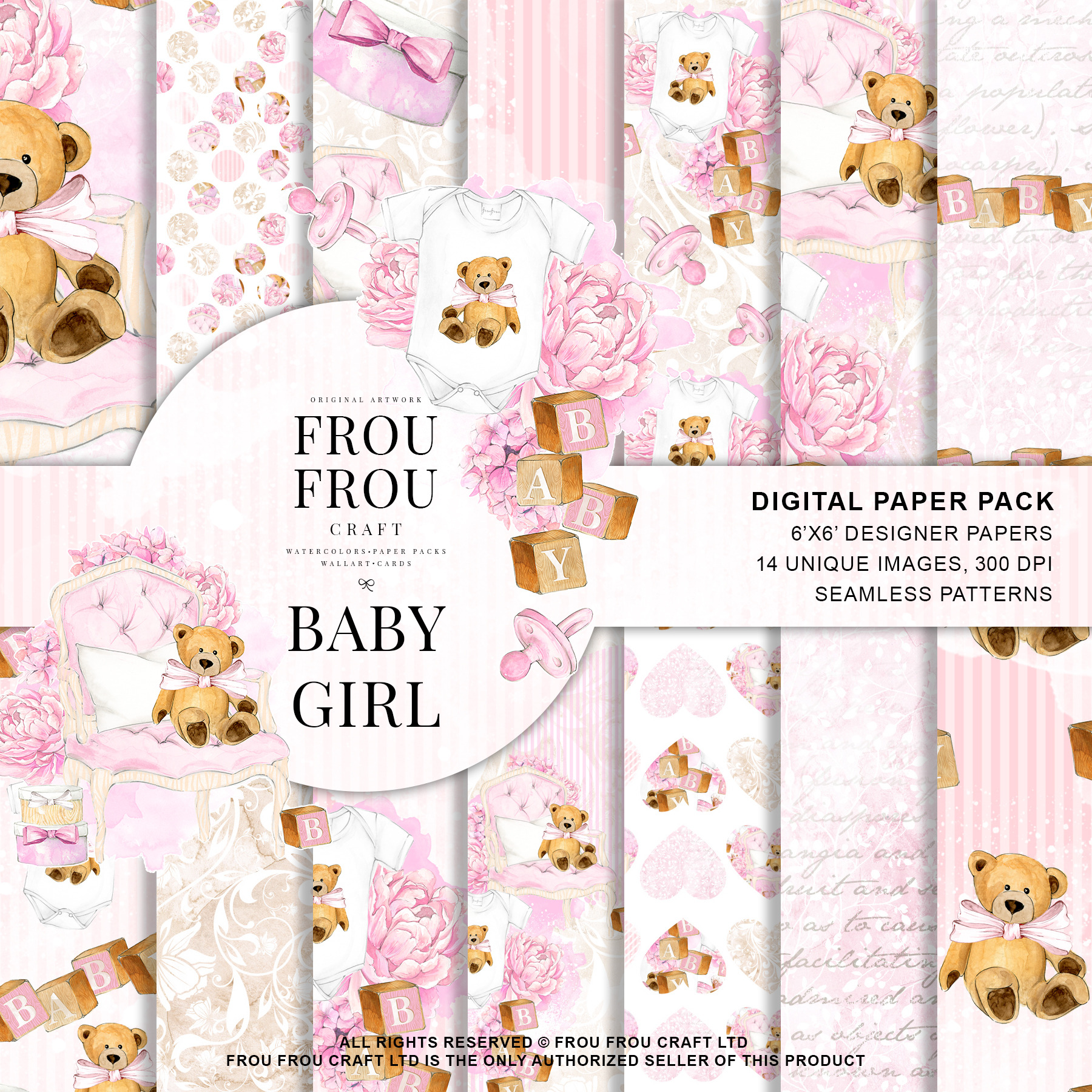 Pink Baby Girl Pregnancy Paper Pack, a Pattern Graphic by Frou Fou Craft