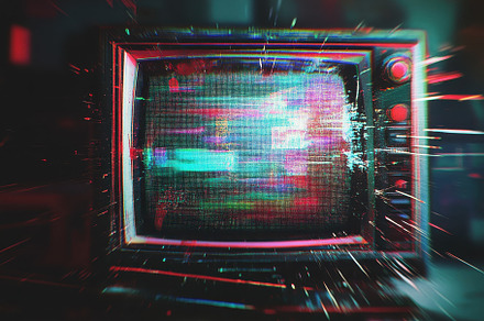 Retro glitch noise textured TV scree, a Photo by Iftikhar Alam