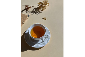 White ceramic teacup with saucer, a Photo by tilialucida