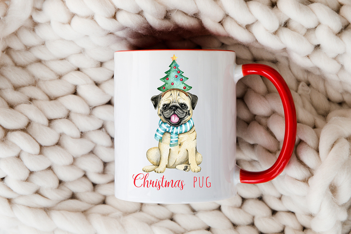 Christmas dogs Clipart, Holiday pug, an Animal Illustration by SimpleWishesArt (Photo 4 of 8)
