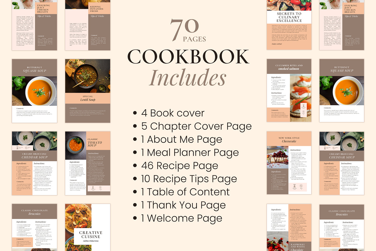70 Cookbook Pages Templates Canva, a Templates & Theme by TemplateCastleStore (Photo 5 of 10)
