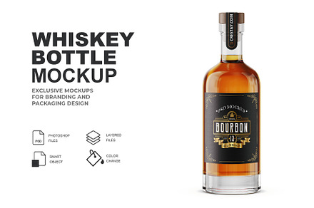 Whiskey Bottle Mockup Template, a Cups & Container Mockup by GraphicsPixel